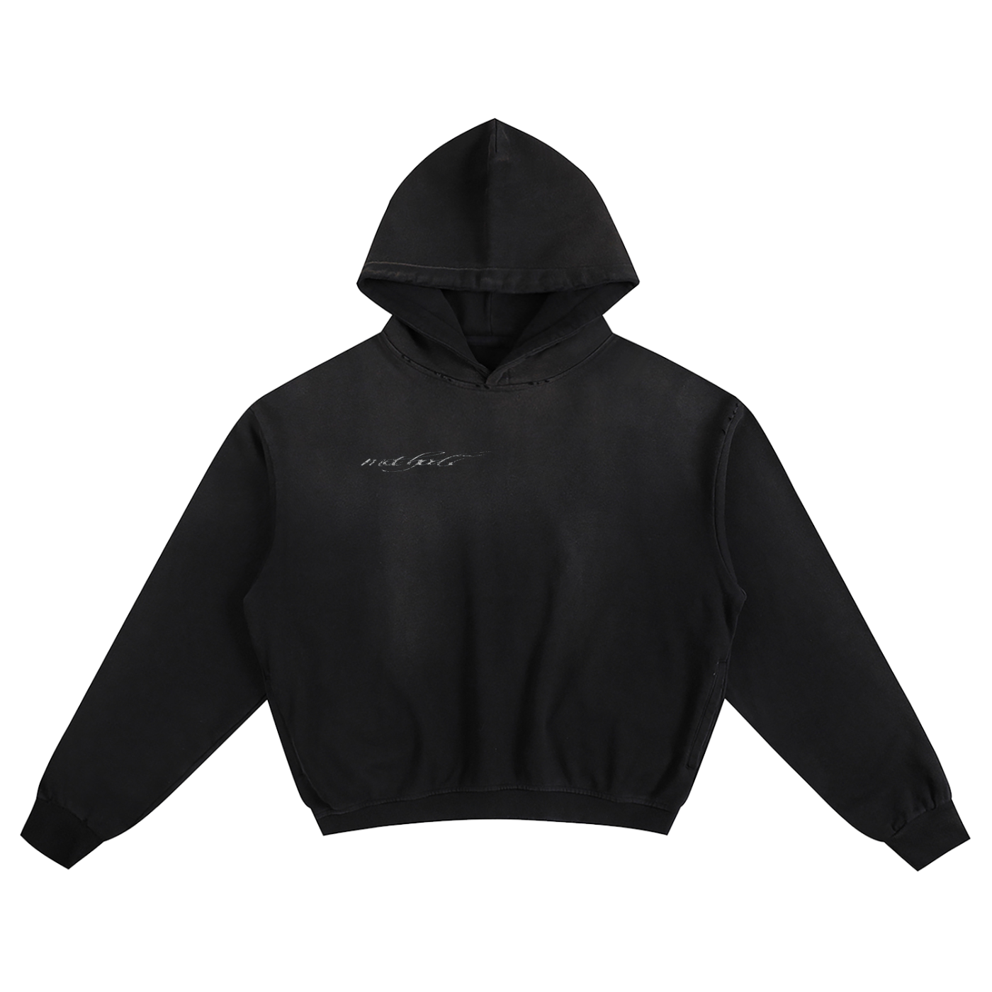 Vertical Cursive METHOD7 faded hoodie