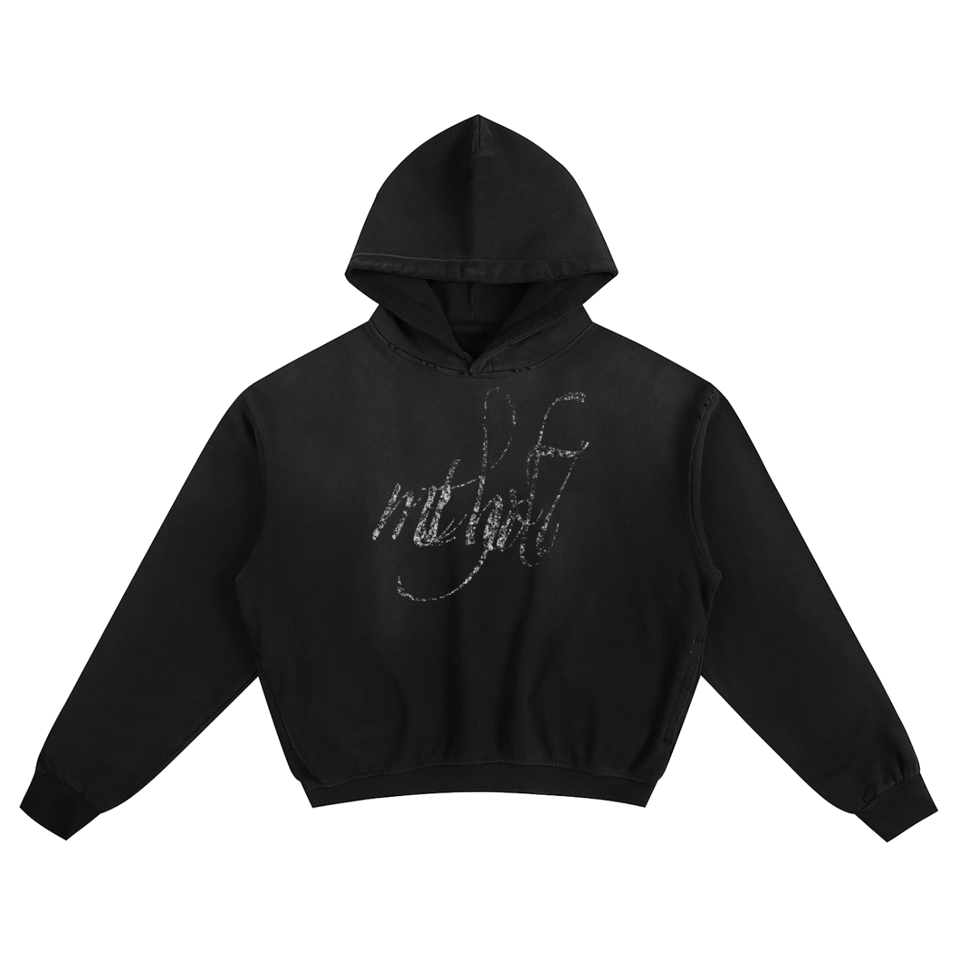 cursive,method7,hoodie,black,faded